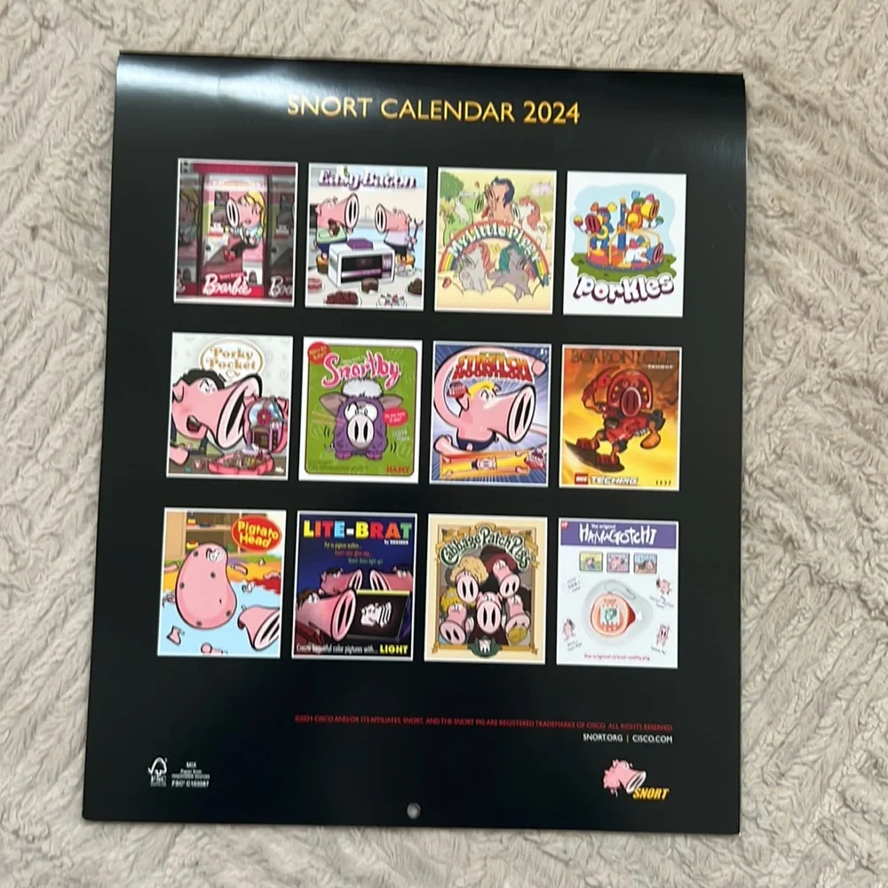 2024 Snort calendar classic toys, wall calendar featuring Snort and classic toys
